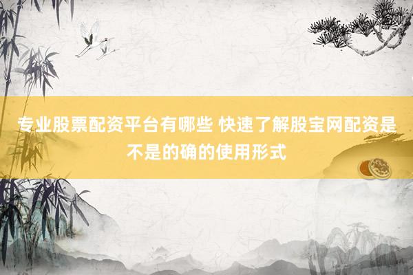 专业股票配资平台有哪些 快速了解股宝网配资是不是的确的使用形式