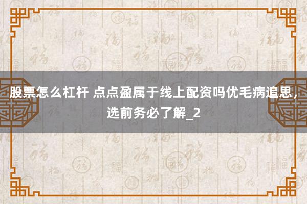 股票怎么杠杆 点点盈属于线上配资吗优毛病追思，选前务必了解_2