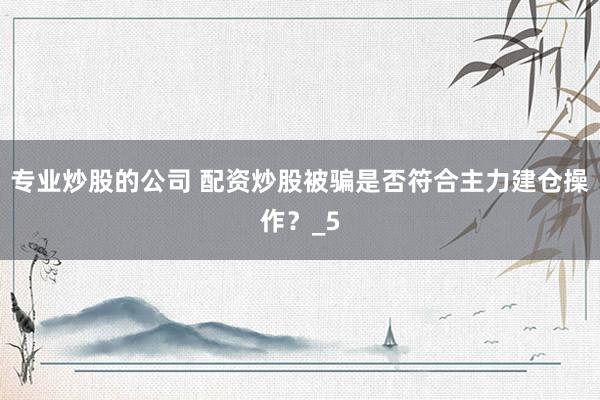 专业炒股的公司 配资炒股被骗是否符合主力建仓操作？_5