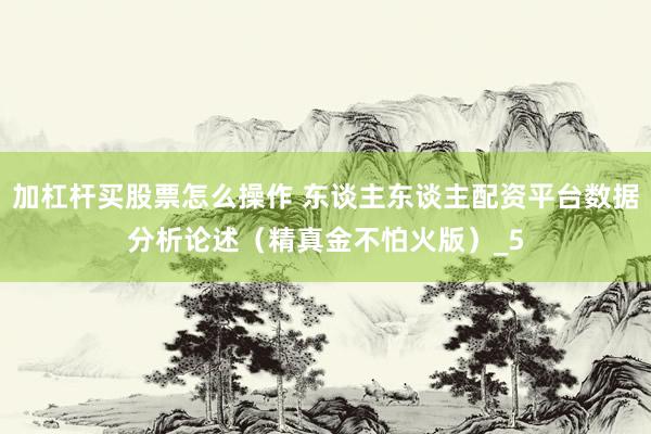 加杠杆买股票怎么操作 东谈主东谈主配资平台数据分析论述（精真金不怕火版）_5