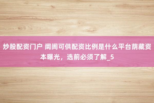 炒股配资门户 阛阓可供配资比例是什么平台荫藏资本曝光，选前必须了解_5