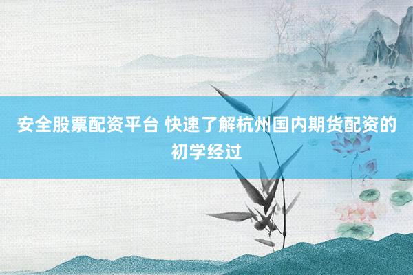 安全股票配资平台 快速了解杭州国内期货配资的初学经过