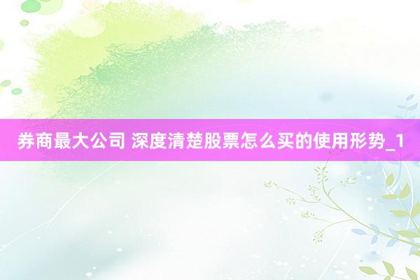 券商最大公司 深度清楚股票怎么买的使用形势_1