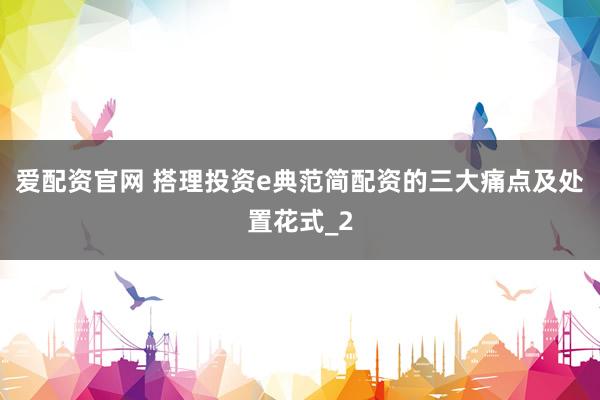 爱配资官网 搭理投资e典范简配资的三大痛点及处置花式_2