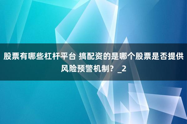 股票有哪些杠杆平台 搞配资的是哪个股票是否提供风险预警机制？_2